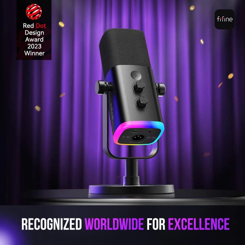 FIFINE USB/XLR Dynamic Microphone for Podcast Recording - AmpliGame AM8